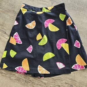 Vintage BRIGGS New York summery neon fruit slices skort skirt/shorts Sz 8